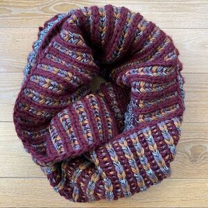 Roots-Chunky Knit Cabin Scarf Mixed Plum